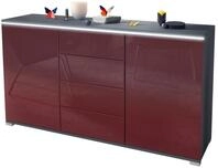 Vladon Sideboard Faro V1 (Kommode mit 2 T&uuml;ren & 4 Schubladen, Schrank mit LED