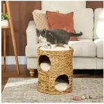 PawHut Kratztonne 50 cm hoch, mit 2 H&ouml;hle, Kissen, (katzenbaum, 1-tlg.,