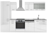 Vicco K&uuml;chenzeile R-Line, Wei&szlig; Hochglanz/Wei&szlig;, 300 cm ohne Arbeitsplatte