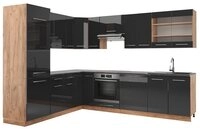 Vicco Winkelk&uuml;che Fame-Line, Anthrazit Hochglanz/Goldkraft Eiche 227x287cm ohne AP