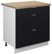 Vicco Unterschrank Fame-Line, Schwarz gestreift/Wei&szlig;, 80 cm mit 3 Schubladen,...