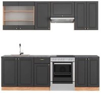Vicco K&uuml;chenzeile Fame-Line, Anthrazit Landhaus/Goldkraft Eiche, 240 cm, AP