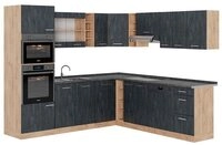Vicco Winkelk&uuml;che R-Line, Schwarz Beton/Goldkraft Eiche, 237 x 247 cm AP...