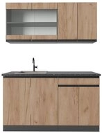 Vicco K&uuml;chenzeile R-Line, Goldkraft Eiche/Anthrazit, 140 cm, AP Anthrazit