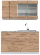 Vicco K&uuml;chenzeile Fame-Line, Goldkraft Eiche/Wei&szlig;, 140 cm ohne Arbeitsplatte