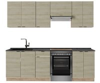 Vicco K&uuml;chenzeile Fame-Line, Eiche Paneel/Goldkraft Eiche/Goldkraft Eiche, 240...
