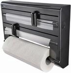 Leifheit K&uuml;chenrollenhalter Wandrollenhalter Parat Black, F&uuml;r 3 Rollen,