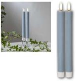 STAR TRADING LED-Kerze LED Stabkerzen STRIPE 2er Set bl 3D Flamme & Timer