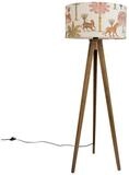 Qazqa Stehlampe Tripod classic, ohne Leuchtmittel, E27, Braun, Landhaus, Holz,