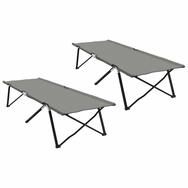vidaXL Bett Klapp Schlafbett f&uuml;rs Camping 2 pcs Grau 206 x 76 x 74 cm (2-tlg)
