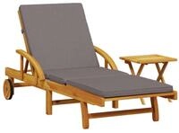 vidaXL Gartenliege Sonnenliege mit Auflage und Tisch Massivholz, 1 St.