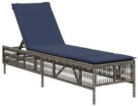 vidaXL Gartenliege Sonnenliege mit Kissen Grau Poly Rattan, 1 St.