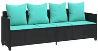 vidaXL Gartenliege Sonnenliege mit Kissen Schwarz Poly Rattan, 1 St.