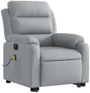 vidaXL Sessel Elektrischer Massagesessel mit Aufstehhilfe Hellgrau Stoff (1-St)