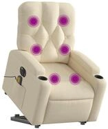 vidaXL Sessel Elektrischer Massagesessel mit Aufstehhilfe Creme Stoff (1-St)