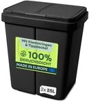 Gardissimo M&uuml;lltrennsystem Duo Bin schwarz M&uuml;llsortierer Doppel M&uuml;lltonne