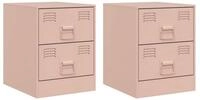 vidaXL Nachttisch Nachttische 2 Stk. Rosa 34,5x39x44 cm Stahl (2-St)