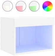 vidaXL TV-Schrank Wand-Nachttisch mit LED-Leuchten Wei&szlig;