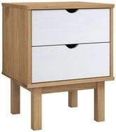 vidaXL Nachttisch Nachttisch OTTA Braun & Wei&szlig; 45x39x57 cm Massivholz Kiefer...