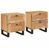 vidaXL Nachttisch Nachttisch 2 pcs Natur 40 x 33 x 46 cm Massivholz (2-St)
