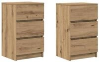 vidaXL Nachttisch NA Nachttische mit 3 Schubladen2er Set Artisan-Eiche 39x35x65...