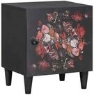 vidaXL Nachttisch Nachttisch mit T&uuml;r Schwarz 40 x 33 x 46 cm Massivholz (1-St)