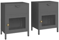 vidaXL Nachttisch Nachttische 2 Stk. Anthrazit 40x30x54,5 cm Stahl und Glas...