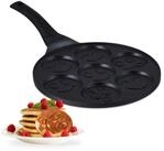 relaxdays Cr&ecirc;pepfanne Pancake Pfanne mit Gesichtern, Aluminiumguss
