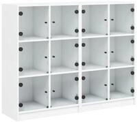 vidaXL B&uuml;cherregal, Buchregal mit T&uuml;ren Wei&szlig; 136x37x109 cm Holzwerkstoff