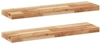 vidaXL Regal Schweberegale 2 Stk. 100x20x4 cm Massivholz &Ouml;lbehandelt, 2-tlg.