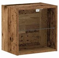 vidaXL Seitenschrank Schwimmendes Regal mit LED-Licht Braun 40 x 28,5 x 40 cm...