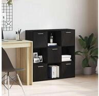 vidaXL B&uuml;cherregal, B&uuml;cherschrank Schwarz Eichen-Optik 90x28x90 cm...