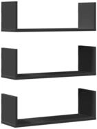 vidaXL Regal Wandregale 3 Stk. Schwarz 58x18x18 cm Holzwerkstoff, 1-tlg.