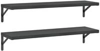 vidaXL Regal Wandregale 2 Stk. 100x30 cm Schwarz Edelstahl, 1-tlg.