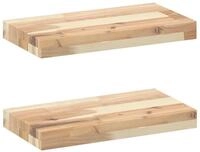 vidaXL Regal Schweberegale 2 Stk. 40x20x4 cm Massivholz Unbehandelt, 2-tlg.