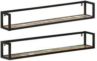 vidaXL Regal Wandregale 2 Stk. 110x17x17 cm Altholz Massiv und Eisen, 2-tlg.