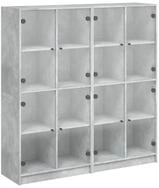 vidaXL Sideboard B&uuml;cherschrank mit T&uuml;ren Betongrau 136x37x142 cm...
