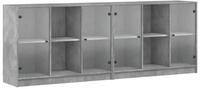 vidaXL Sideboard B&uuml;cherschrank mit T&uuml;ren Betongrau 204x37x75 cm Holzwerkstoff...