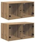 vidaXL H&auml;ngeschrank Wandschr&auml;nke 2 pcs Artisan-Eiche 68 x 37 x 35 cm...