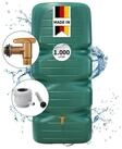 GARANTIA Regentonne CUBUS Gartentank Komplett-Set 1000 L, dunkelgr&uuml;n