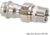 Viega Wasserrohr Viega Sanpress Inox Verschraubung, flachd. mit AG, Modell...