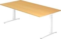 HAMMERBACHER Schreibtisch Schreibtisch C-Fu&szlig; 200x100cm Buche/Wei&szlig;