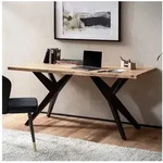 FINEBUY Schreibtisch FB66340 Akazie Massivholz B&uuml;rotisch Computertisch...