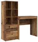 vidaXL Schreibtisch Schreibtisch mit Schubladen mit Regal 2 pcs Altholz (2-St)