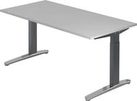 HAMMERBACHER Schreibtisch Schreibtisch C-Fu&szlig; 160x80cm Grau/Graphit-Alu poliert