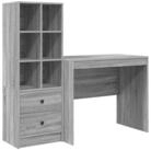 vidaXL Schreibtisch Schreibtisch mit Schubladen mit Regal 2 pcs Graues Sonoma (2-St)