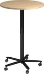 HAMMERBACHER Beistelltisch S&auml;ulenhubtisch 80cm rund Eiche/Schwarz