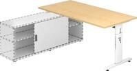 HAMMERBACHER Schreibtisch Anbauschreibtisch T-Fu&szlig; 160x80cm Ahorn/wei&szlig;
