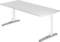 HAMMERBACHER Schreibtisch Schreibtisch C-Fu&szlig; 180x80cm Wei&szlig;/Wei&szlig;-Alu poliert