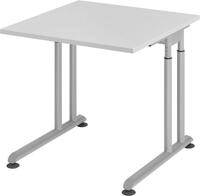 HAMMERBACHER Schreibtisch Schreibtisch C-Fu&szlig; 80x80cm Grau/Silber